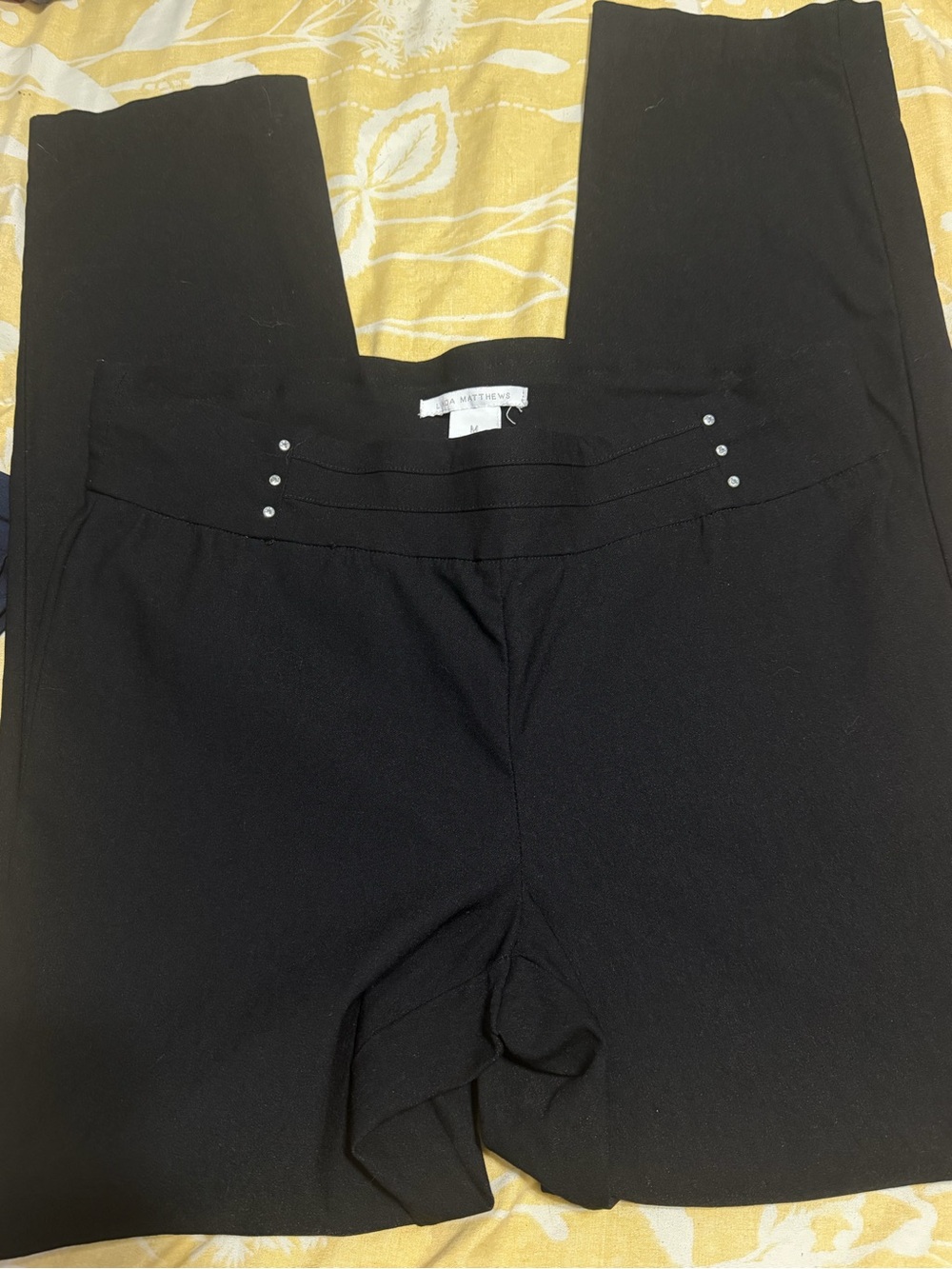 Black Women's Ponte Straight-Leg Pants with Decorative Studs
